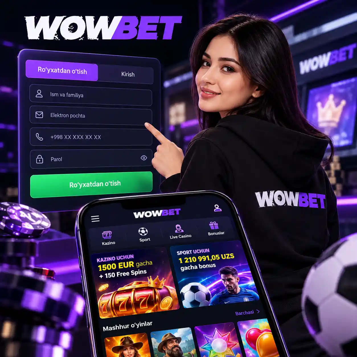 WowBet ro‘yxatdan o‘tish va kirish — login va akkaunt ochish