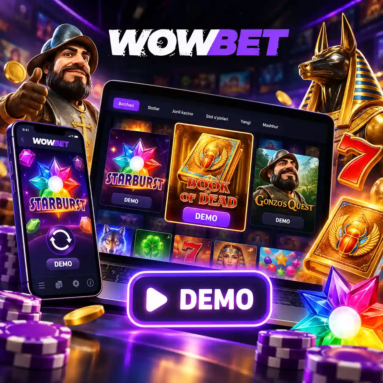 WowBet demo o‘yinlari — slotlarni bepul sinab ko‘rish